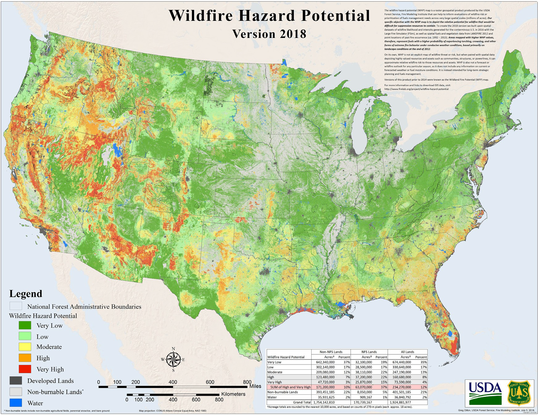 USDA Forest Service Wildfire Hazard Potential Map