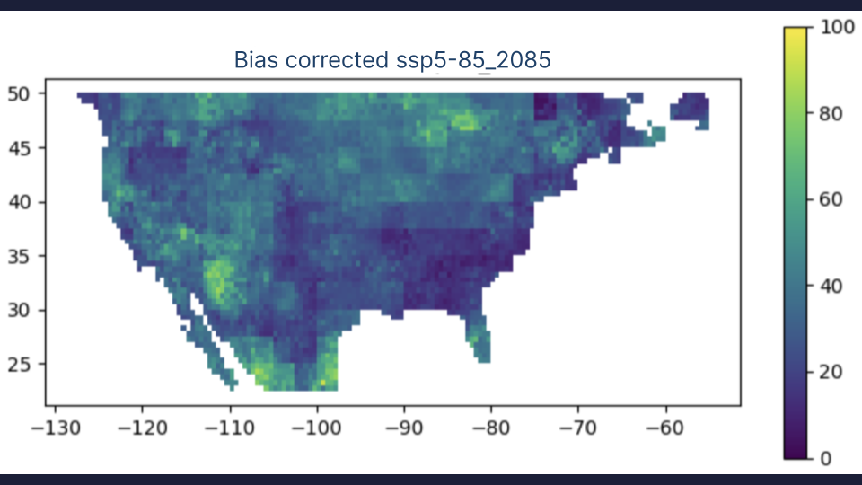 Bias-Corrected Months per Decade of Severe Drought (scPDSI -3)