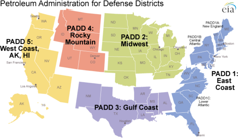 EIA Petroleum Administration for Defense Districts (PADDs)