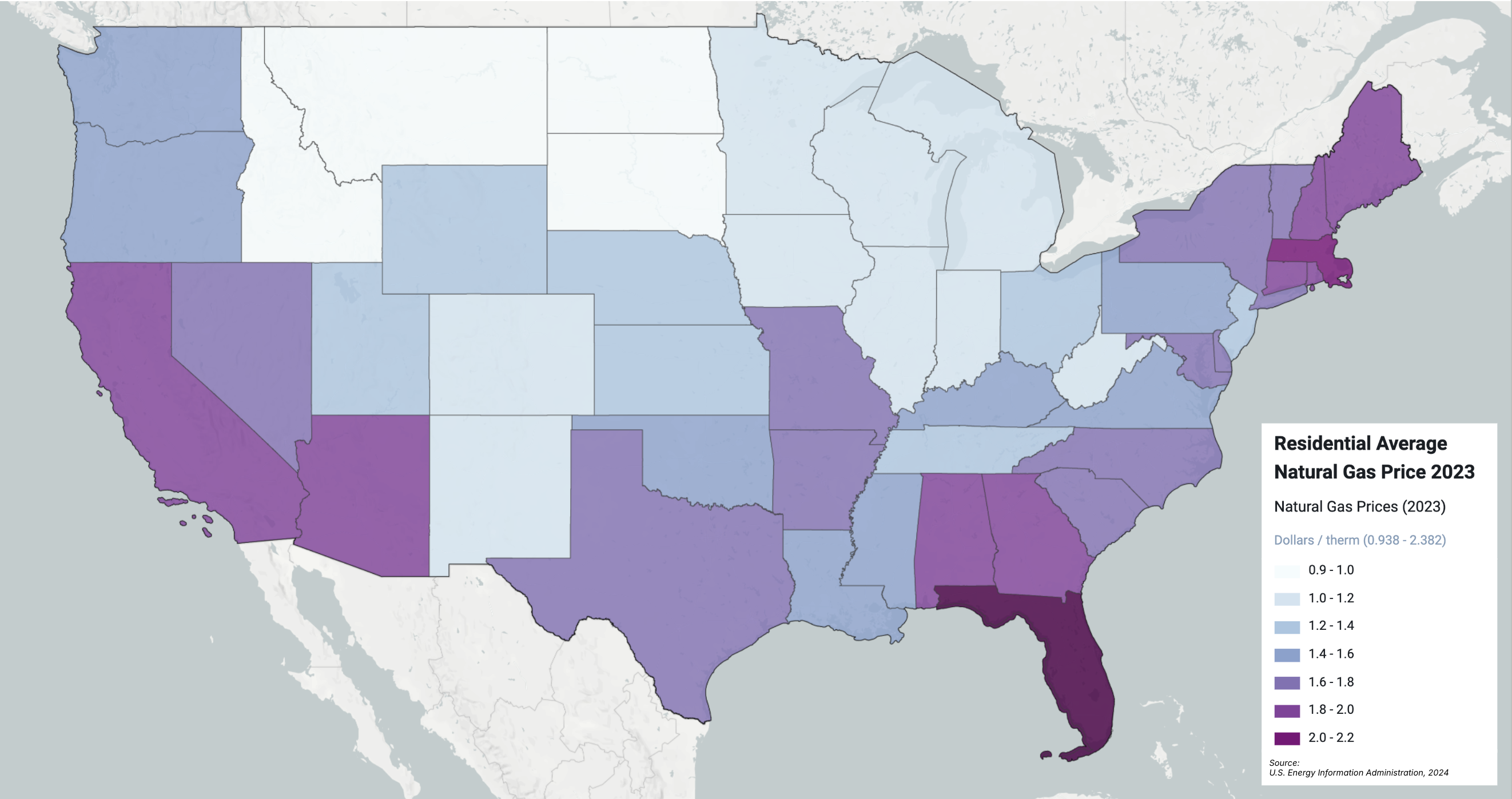 EIA Natural Gas Prices, 2023