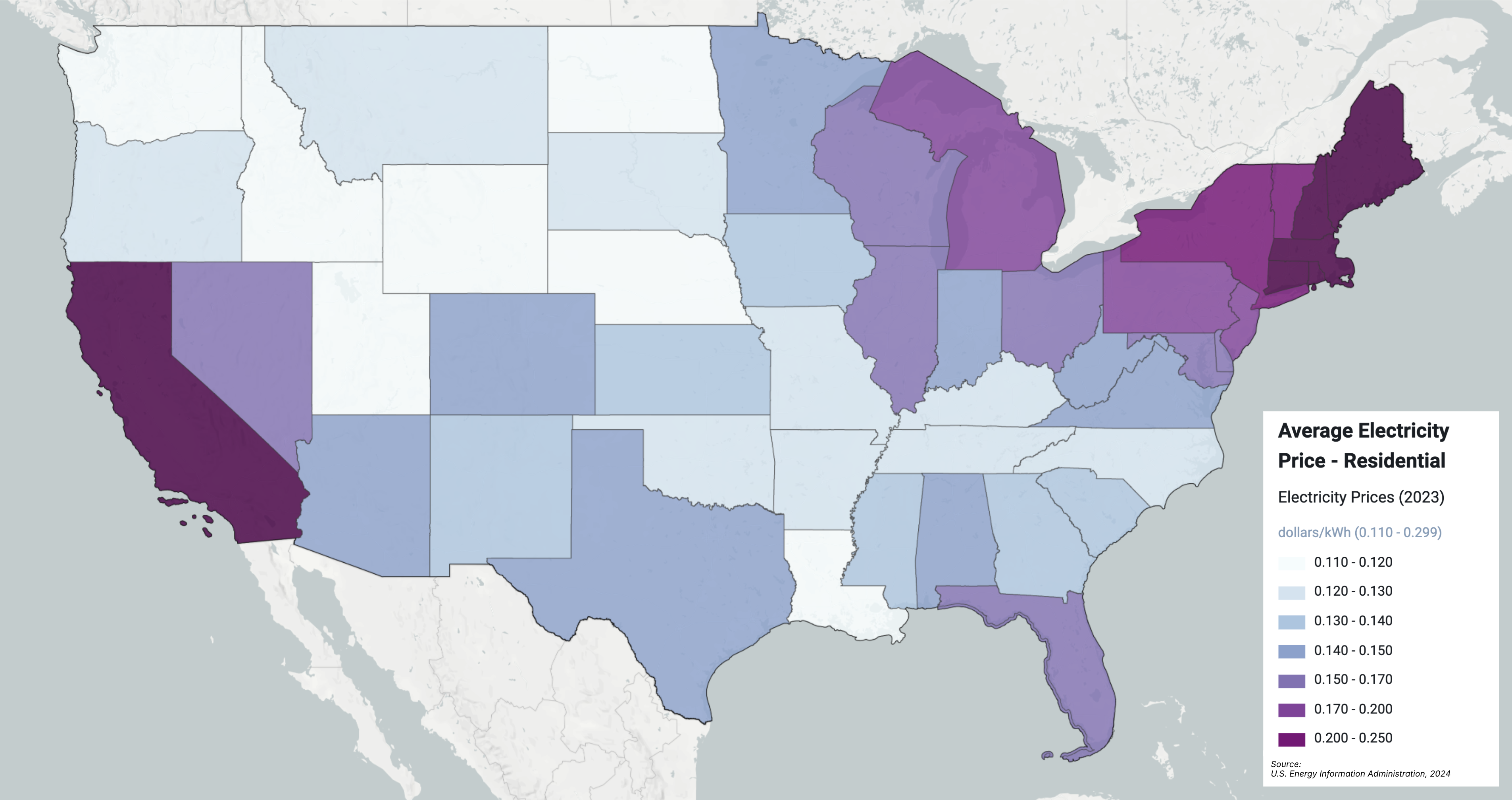 EIA Residential Electricity Prices, 2023